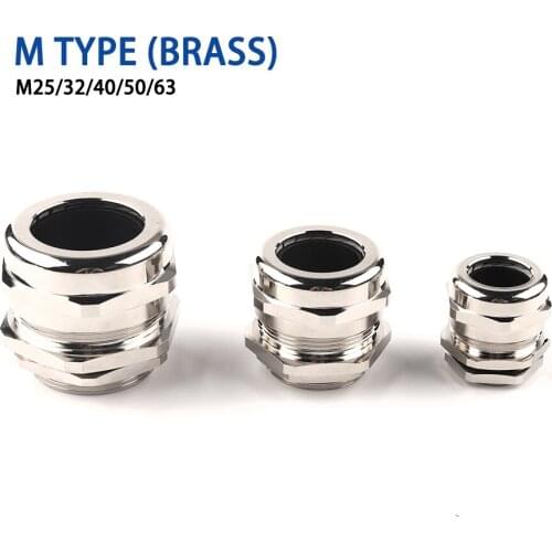 1pcs IP68 Brass nickel Metal waterproof cable glands Cable bushings connector M25/M32/M40/M50/M63