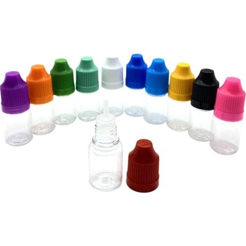 200pcs PET 5ML Plastic Dropper Bottles With Childproof Cap With Long Thin Tip Empty Vial