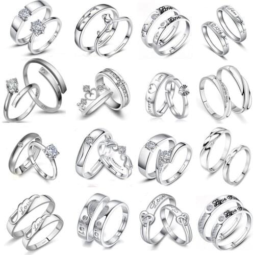 2021 Fashion Luxury Brand Open Ring Couple Ring for Women Six-claw Wedding Ring Live Pair Ring Couple Anniversary Gift Jewelry