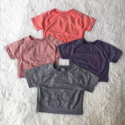 2021 Women Seamless Yoga Short Sleeve Sports Yoga Shirts Female Gym Clothing Running Shirts Fitness Sports Tank Tops Shirts