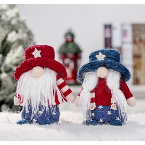 4th Of July Patriotic Gnomes Doll Decor Gnomes Decor Independence Day Handmade Gnomes Ornaments Decor Accessories Tools
