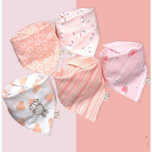5pcs Baby Bibs Triangle Newborn Cotton Bibs Burb Saliva Towel Baby Feeding Bibs Apron Boys Girls Clothes Kids Children Bandana