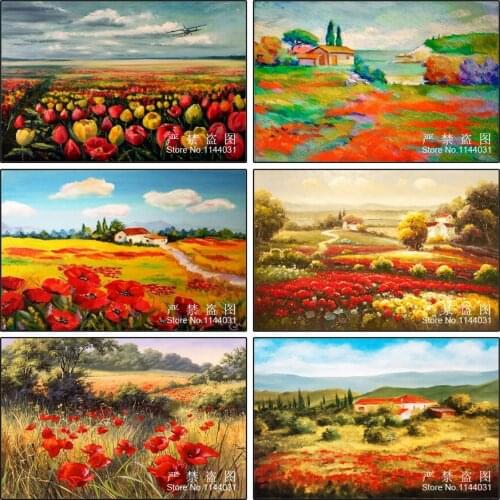 5D DIY Kit Diamond Painting Autumn Fields Cross Stitch 3D Diamond Embroidery Landscape Painting Mosaic Picture Decoration