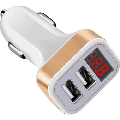 Car Charger LCD 2USB Car Phone Charger Digital LCD Screen Displays Numbers Multi-protection Car Charger