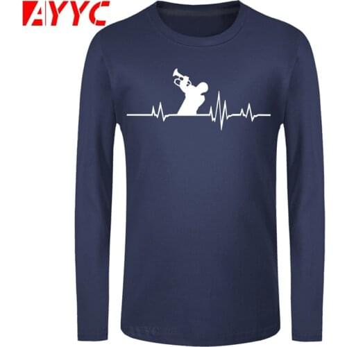 AYYC long sleeve tee Clothing Heartbeat Trumpet T Shirt Trumpeter Jazz Musician Shirts