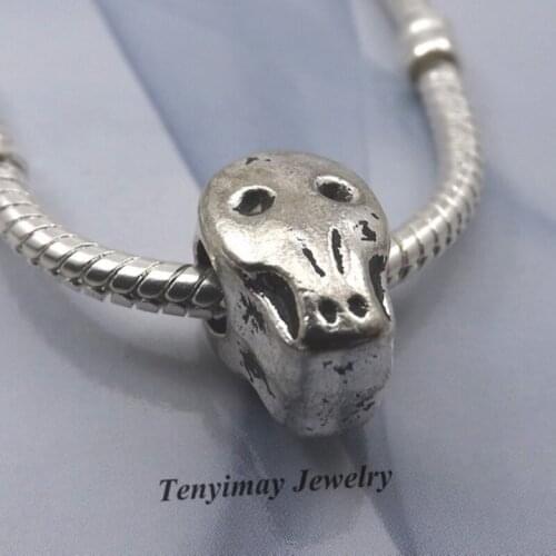 Skull Shape Antique Alloy Beads European Charm Beads For Snake Chain Bracelet LB843