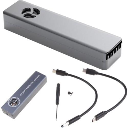 Dual Protocol M.2 SSD Case Support M2 NVMe Sata SSD Disk with Fan For PCIe M and B+M Key USB C 10Gbps