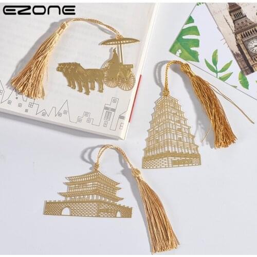 EZONE Metal Bookmark Vintage Bookmarks Souvenirs Chinese Style Hollow Student Stationery Back to School 2021 Little Gift