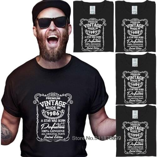 Vintage Print Tee Mans Tshirts Made in 1986- 1990 All Original Parts T-Shirt Birthday Gift Design Cotton Retro Male TShirts
