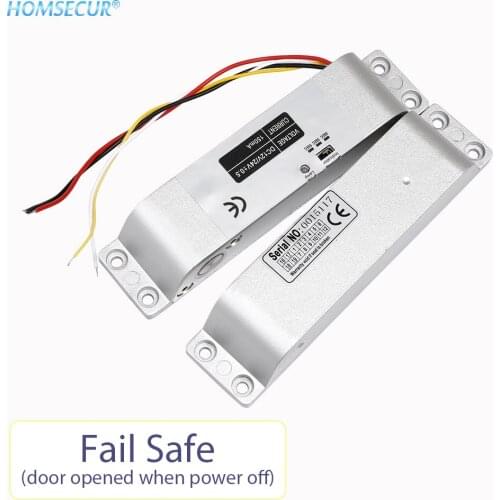 HOMSECUR DC12V/24V Fail Safe Mode Stainless Steel Door Security Bolt Lock With 0/3/6s Delay Timer For Time Attendance System