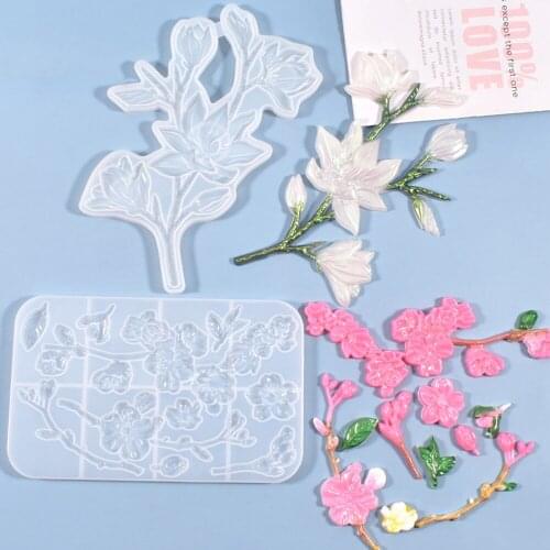 Artificial Flowers Branch Epoxy Resin Mold Home Decoration Silicone Homemade DIY Mold 2 Type Flowers Resin Mold