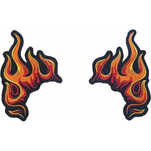 2 Pcs Fire Wings Cool Embroidered Biker Iron on Patch Motorcycle Riders Punk Style Jackets Vests Accessories DIY for Clothing