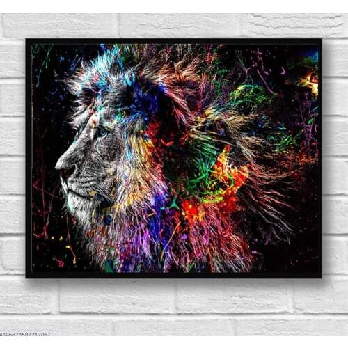 Square round diamond and diamond painting, 5D lion painting, diamond embroidery, animal mosaic pictures, wall art decoration