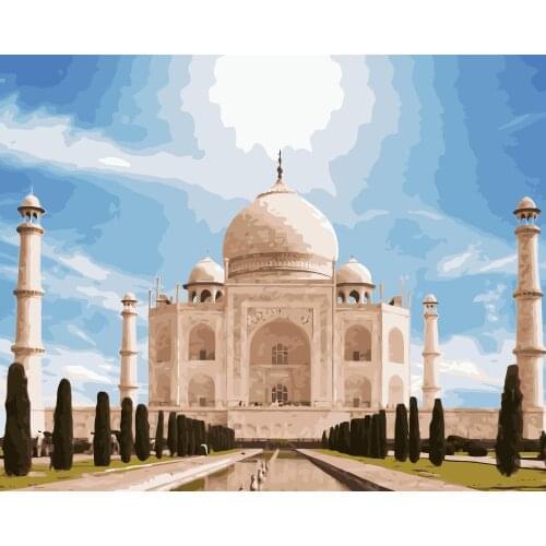 MaHuaf-j224 Beautiful Taj Mahal DIY drawing by numbers canvas painting for living room