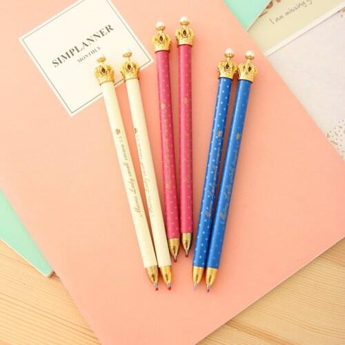 24PCS Creative Student Stationery Princess Cute Little Fresh Crown Ballpoint Pen Office Accessories