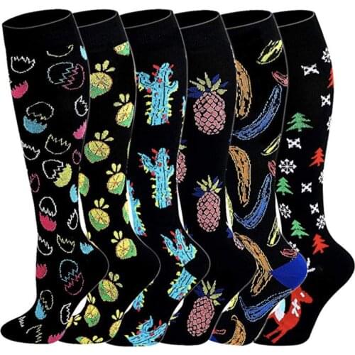 Men Women Compression Socks Funny Cactus Pineapple Running Socks For Nurses Splints Flight Travel Pregnancy Edema Recovery Socks