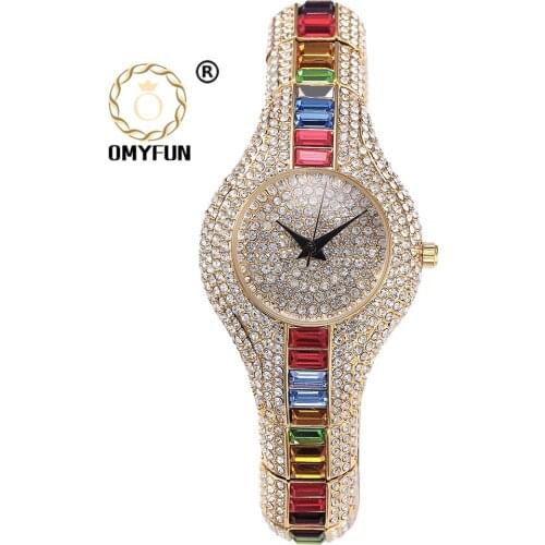 OMYFUN New 30mm Small Womens Watch Shockproof Waterproof Luxury Ladies Ar Metal Watch Bracelets Rhinestone Bu Watches for Men