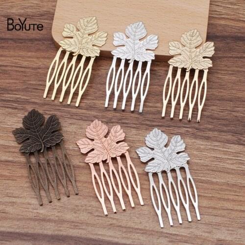 BoYuTe Wholesale (20 Pieces/Lot) 30*65MM Metal Leaf Hair Comb 6 Colors Women Hair Accessories