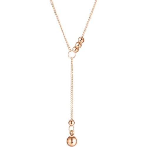 New Fashion Simple Joker Sweet Beads Pendant Necklace Rose Gold Color Titanium Steel Jewelry Woman Gift Wholesale Not Fade