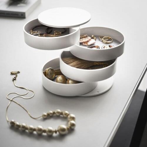 New ABS 4 Layer Rotatable Jewelry Storage Gift Box Bedroom Jewelry Cosmetic Box With Lid For Women To Experience Best
