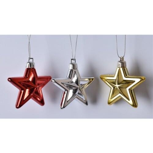 Christmas tree pendant 6CM gold, silver and red electroplated five-pointed star pendant small Christmas tree decoration