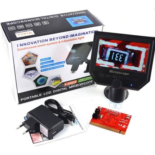 600X 4.3" LCD USB Digital Microscope Portable 8 LED 3.6MP VGA Electronic HD Video Microscopes Endoscope Magnifier Camera