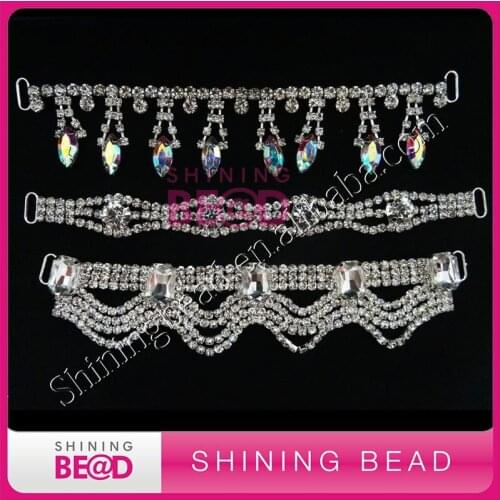 Mix sliver plated clear rhinestone bikini connector,free shipping,2015 high quality rhinestone connector