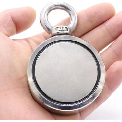 Strong Neodymium Magnet Double Side Search Magnetic hook D48/60/94mm Fishing Magnetic Stell Cup Holder with Ring Eyebolt