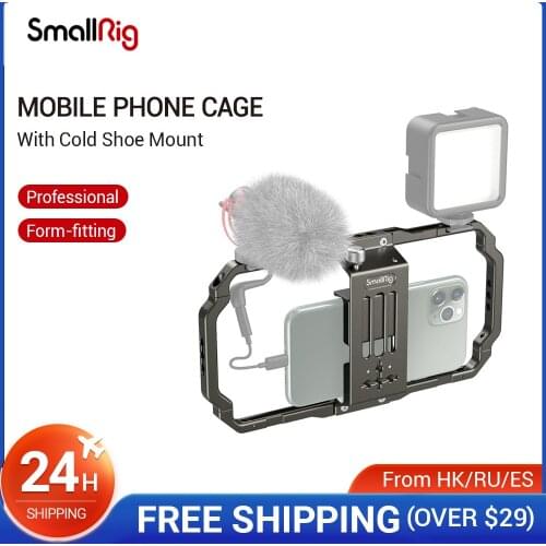 SmallRig Universal Mobile Phone Cage With Cold Shoe Mount For Microphone/LED Light Option Tripod Smartphone Vlogging Cage -2791