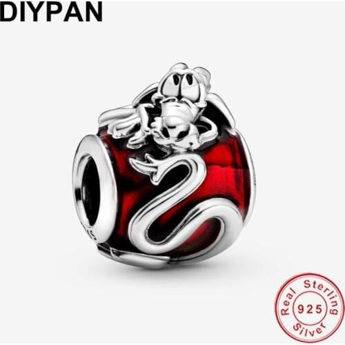 Fit Pandora Original Bracelet Charm 925 Sterling Silver Mulan Mushu Charm Bead Pendant Bangle Jewelry Berloque