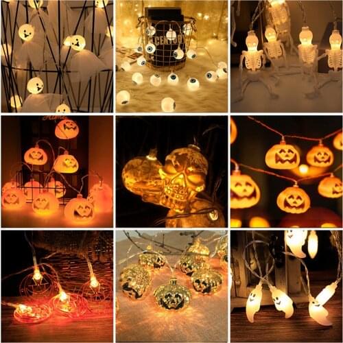 Halloween LED String Lights, 1.5m 10Led Pumpkin Bat Lights Garland Battery Operated for Halloween Holiday Home Outdoor Decor