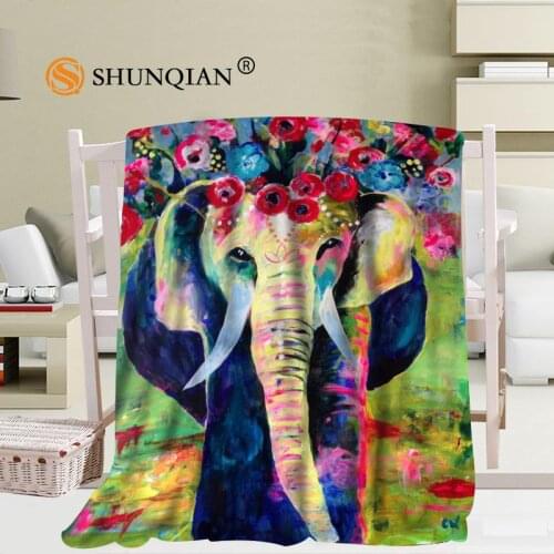 Custom big size elephant art Blankets for beds Falafel warm winter sleeping sofa blanket 56x80inch 50X60inch 40X50inch