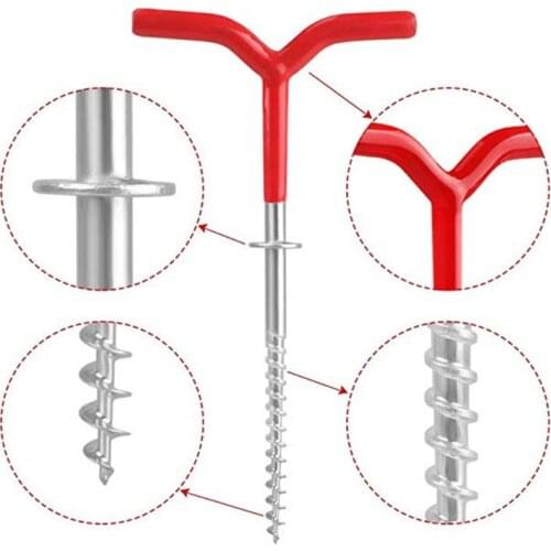 Outdoor Camping Tent Stakes Ice Fishing Screw Rod Stand Y Shape Rack Pegs