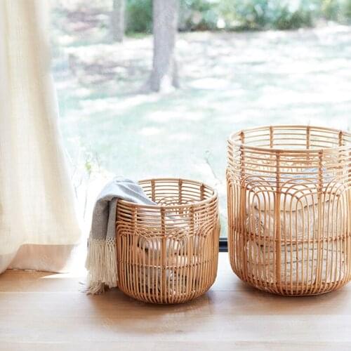 Handmade Rattan Vintage Clothing Storage Basket laundry Storage Basket kitchen cabinet organizer clothes home organizer