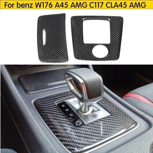Interior Trim For Mercedes-benz CLA45 AMG A45 GLA45 Carbon Fiber Gear Surround Compartment Base Cover accessories LHD & RHD