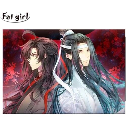 Japanese Animation 5d diy Diamond painting Two handsome friends full square round drill cross stitch embroidery mosaic artwork