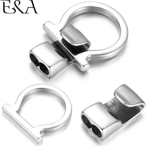 Stainless Steel End Cap with Hook Set Double Hole 5mm Connector Leather Cord Easy Clasp DIY Bracelet Jewelry Making Findings