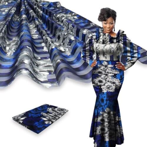 Hot sale organza fabric african fabric ankara fabric african wax print fabric 2+4yards organza ribbon silk for dress B2-D8