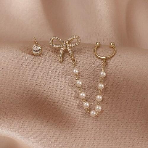 2021 new Korean bow light luxury pearl earrings high fashion small earrings for women, trend party jewelry gifts