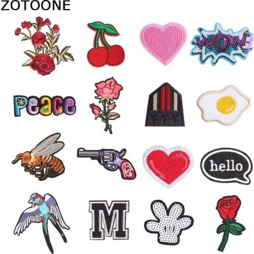 ZOTOONE Letter Flower Badges Heart Patches Stripes for Clothes Iron on Patch Sew Embroidery Decor for Clothing Jeans Coat DIY E