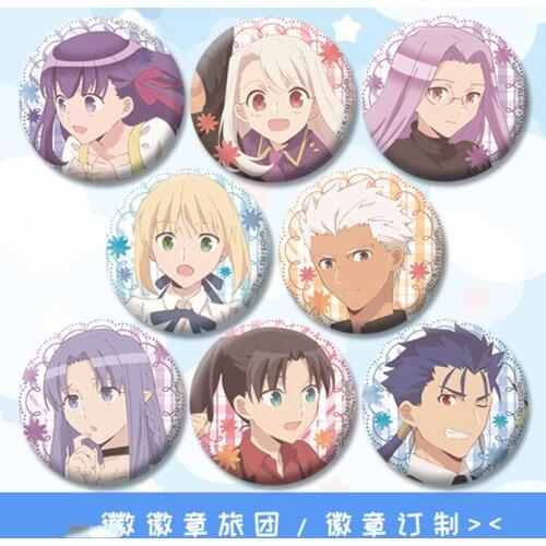 1pc 58MM Anime fate stay night Round Iron CLoth mochila Saber Pins Badges Brooch Icons