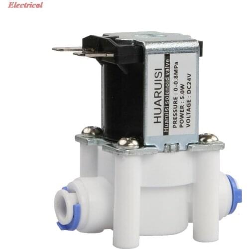 1pc RO Water System Solenoid Valve Inlet Valve 1/4" 3/8" 12V 24V Normally Closed Quick Connect Water Purifier General Accessorie