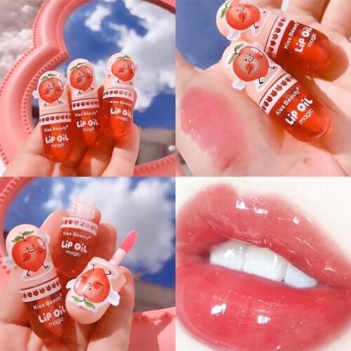 1pcs Moisturizing Peach Lip Gloss Color Changing Mini Liquid Lipsticks Hydrating Long Lasting Glossy Lip Tint Makeup Cosmetic