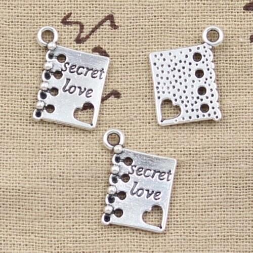 15pcs Charms Book Diary Secret Love 18x15mm Antique Making Pendant fit,Vintage Tibetan Bronze Silver color,DIY Handmade Jewelry