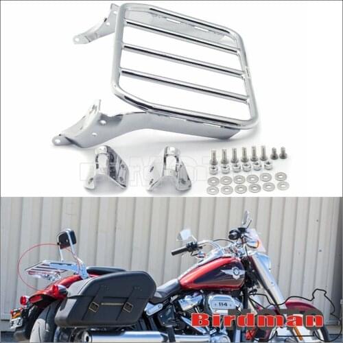 1x Chrome Sissy Bar Rear Motorcycle Luggage Racks for Harley HoldFast Fat Boy Breakout FLFB FLFBS 114 FXBR FXBRS 2018 2019 2020