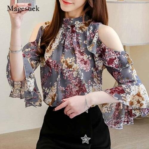 2020 Womens O-neck Elegant Female Tops Long Sleeve Floral Women Blouses and Tops Short Sleeve Butterfly Sleeve Clothing 5388 50