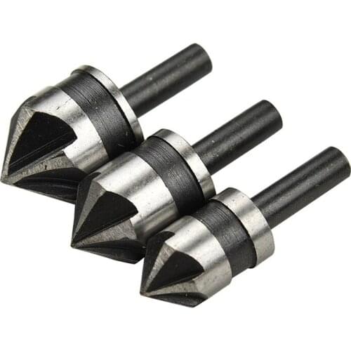3pcs HSS Countersink Drill 90 degree hexagonal handle five blade chamfering 12mm 16mm 19mm