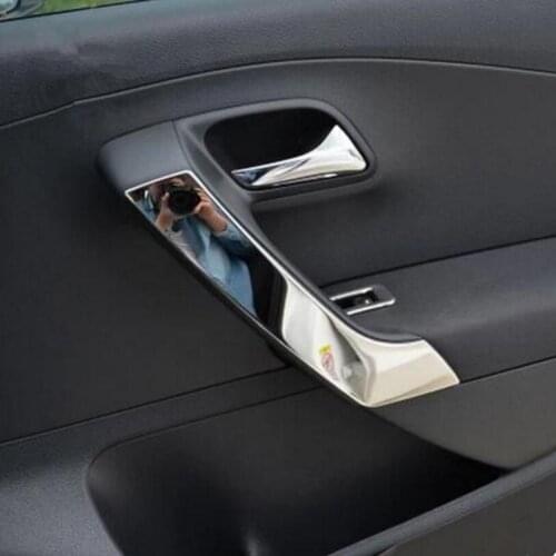 4pcs/set stainless steel inner door armrest Handle decorative trim cover For Volkswagen vw POLO 2011-2016