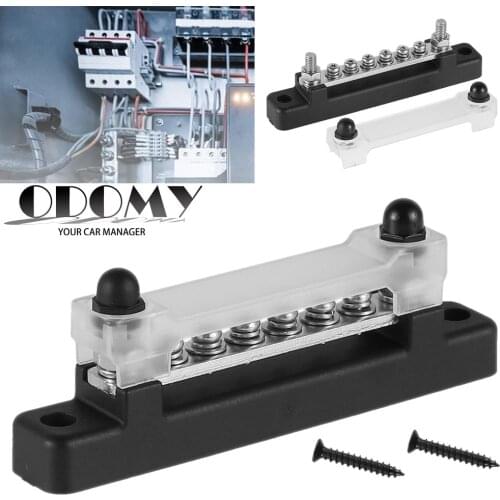 6 Terminal BusBar With Transparent Cover 130A AC/ 150A DC Power Distribution For Car Boat Marine Caravan RV XF-BB001C-6P