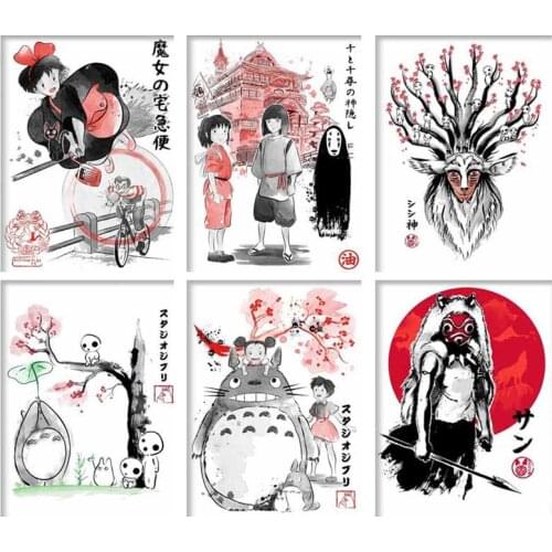 Hayao Miyazaki Anime Poster Diamond Painting 5D DIY Embroidery My Neighbor Totoro Nether Tree Cartoon Anime Childrens Room Deco